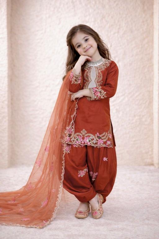 Premium Quality Ready To Wear OC 245 Crep orange Mumbai kids wear manufacturers